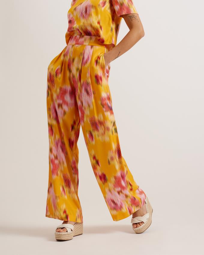 Pantalon Ted Baker Printed Wide Leg Pleated Orange Femme | PMS-75493154